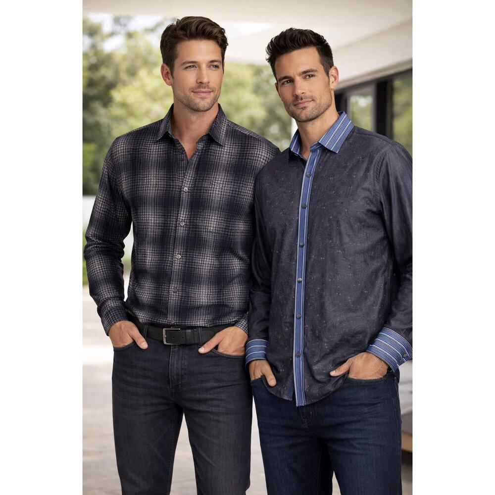 Bugatchi Men’s Button Down Shirt Bundle (2) Long … - image 1